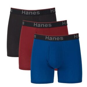 Hanes Comfort Flex Fit Total Support Pouch Boxer Briefs Underwear 3 Pack, NEW